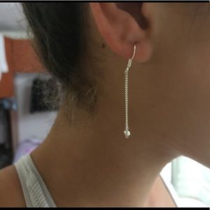 Silver Ball and chain dangling earring